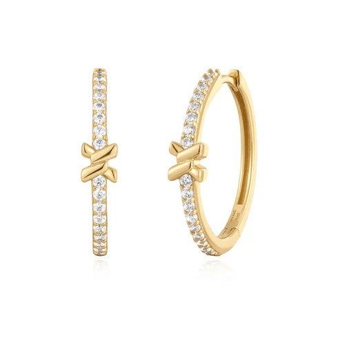 Gold Cross Hoop Earrings 