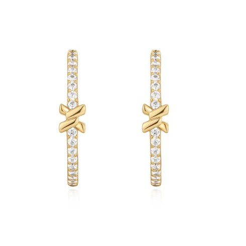 Gold Cross Hoop Earrings 