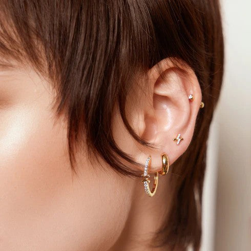Gold Cross Hoop Earrings 