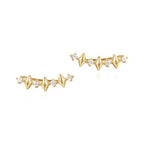 Gold Multi Sparkle Climber Stud Earrings 