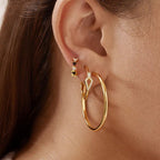 Gold Black/white Triangle Cubic Zirconia Huggies Earrings 