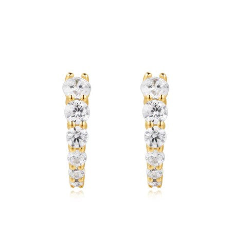 Gold Gradient Pave Huggies Earrings 