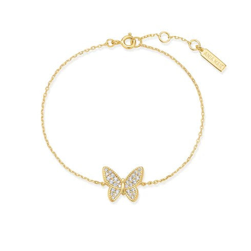 Gold Butterfly Pave Bracelet Gold 