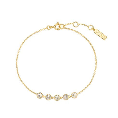 Gold Pave Multi Beaded Chain Bracelet Gold 