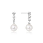 Miss Danity Tennis Beaded Stone Pearl Drop Stud Earrings