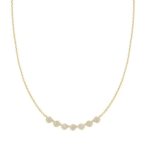 Miss Dainty Gold Pave Multi Beaded Chain Necklace Gold