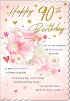 Card - Happy 90th Birthday Female Gerberas (with Love)
