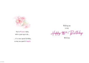Card - Happy 90th Birthday Female Gerberas (with Love)
