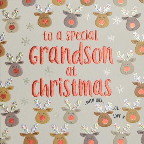 Christmas C Ard - Grandson Reindeer