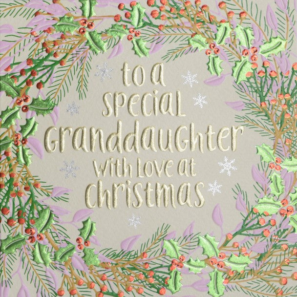 Christmas Card - Granddaughter Berries Wreath