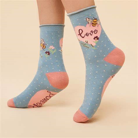 Ladies Knitted Ankle Socks - Bumble Bee 