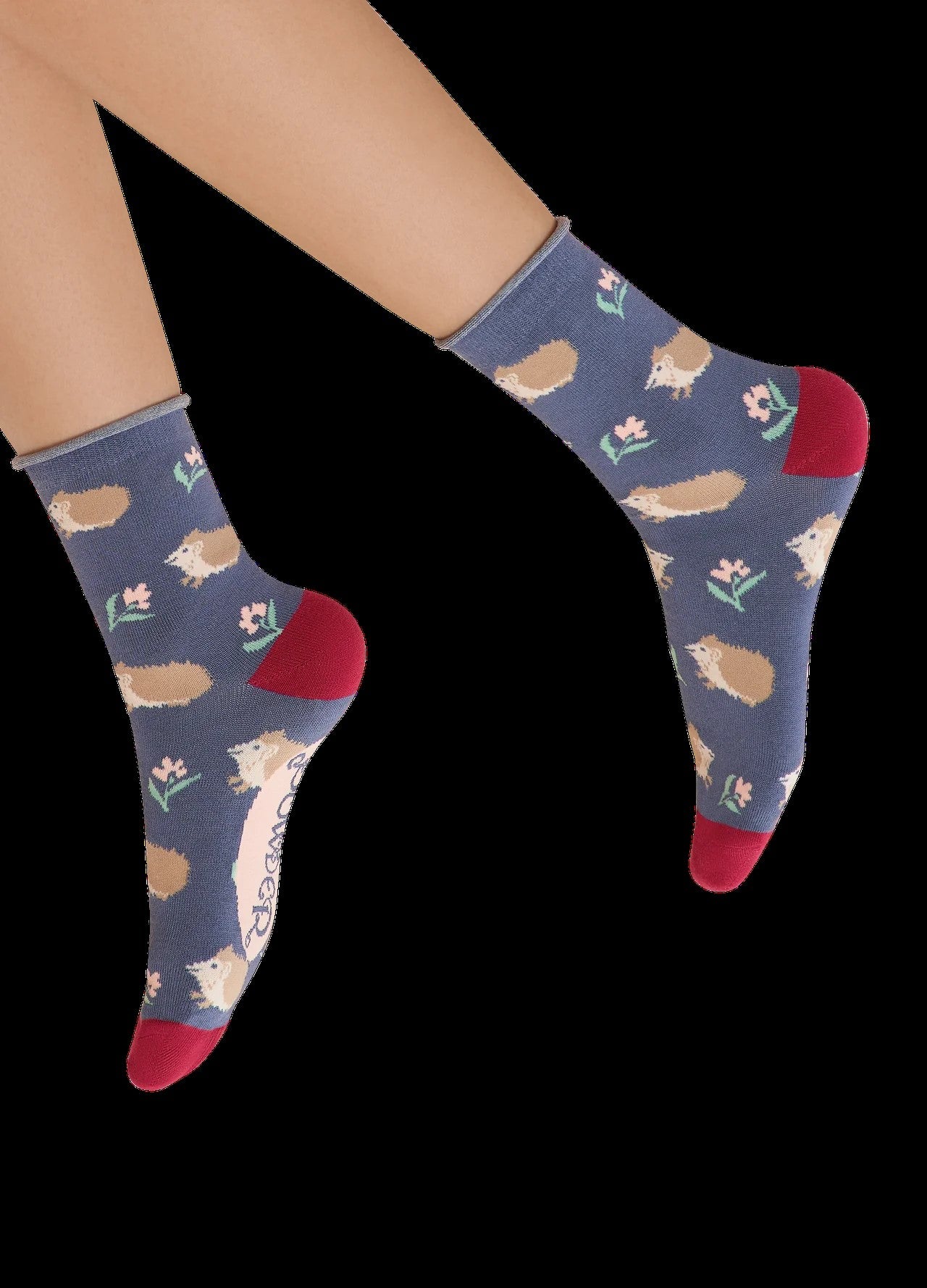 Ladies Knitted Ankle Socks - Hedgehog