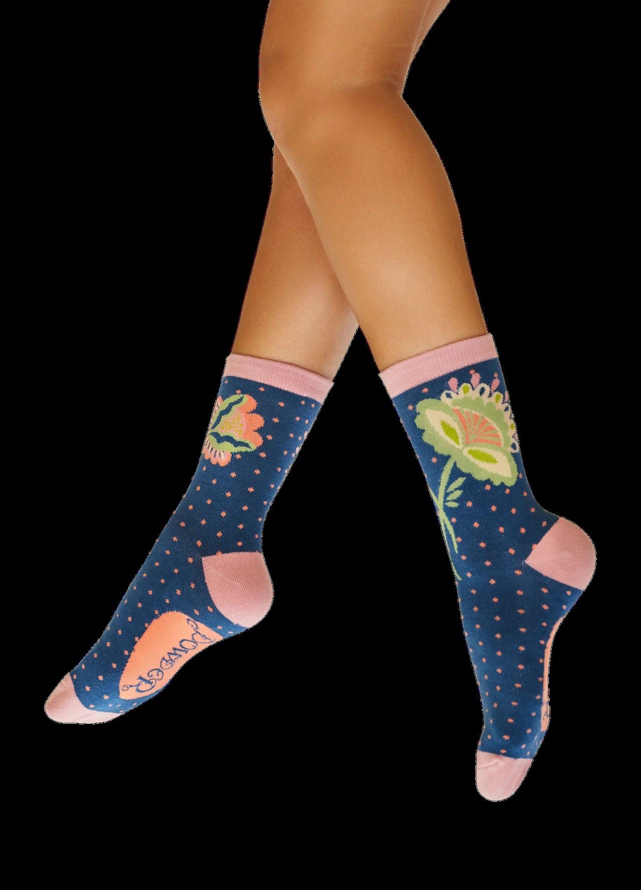 Ladies Knitted Ankle Socks - Blue Scandinavian