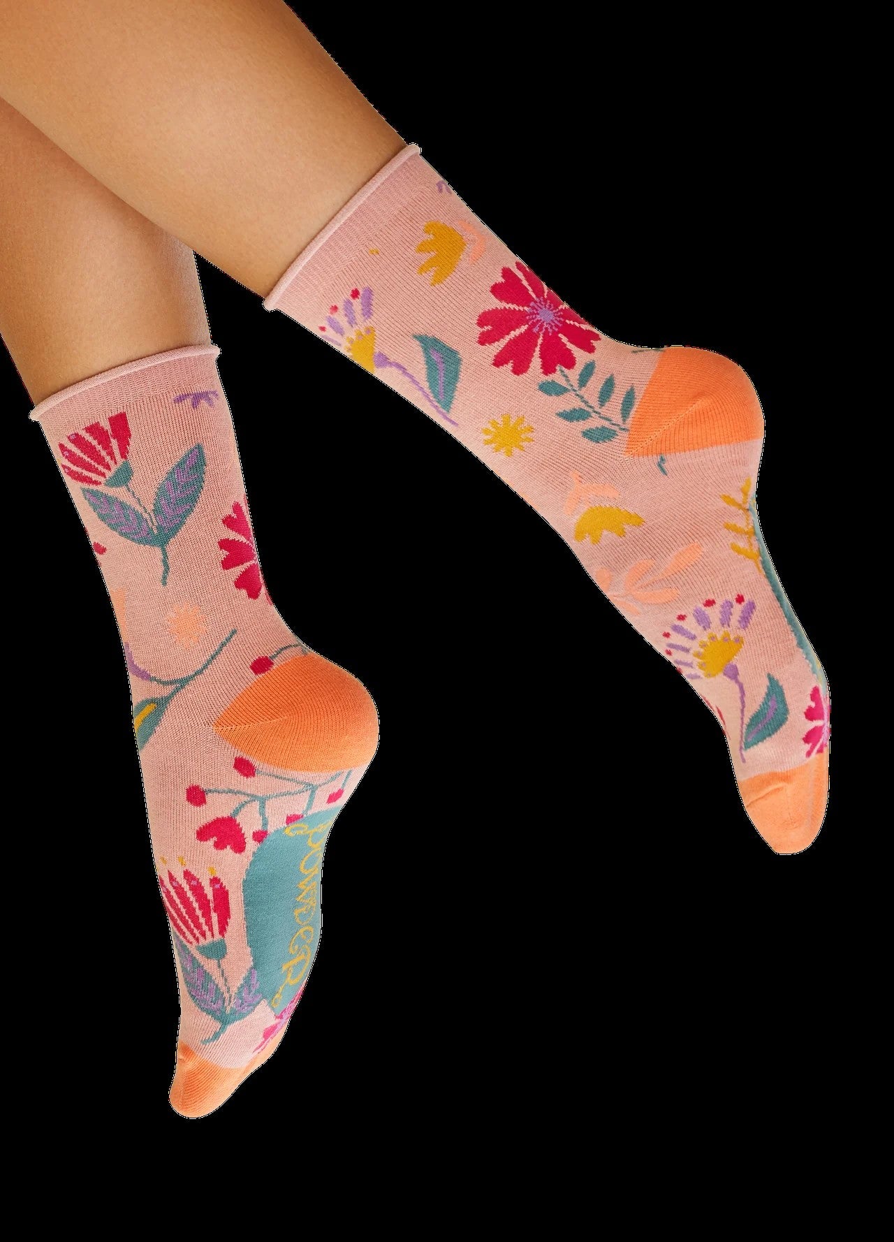 Ladies Knitted Ankle Socks - Petal Watercolour