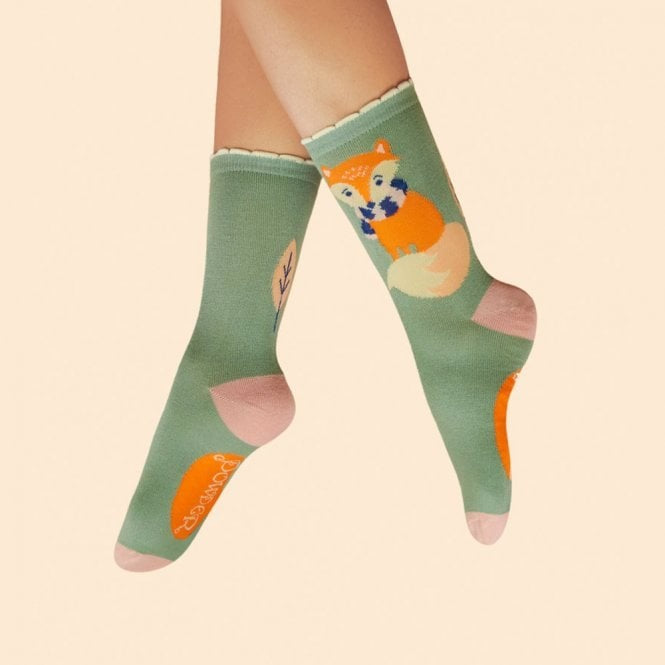 Ladies Knitted Ankle Socks - Fox