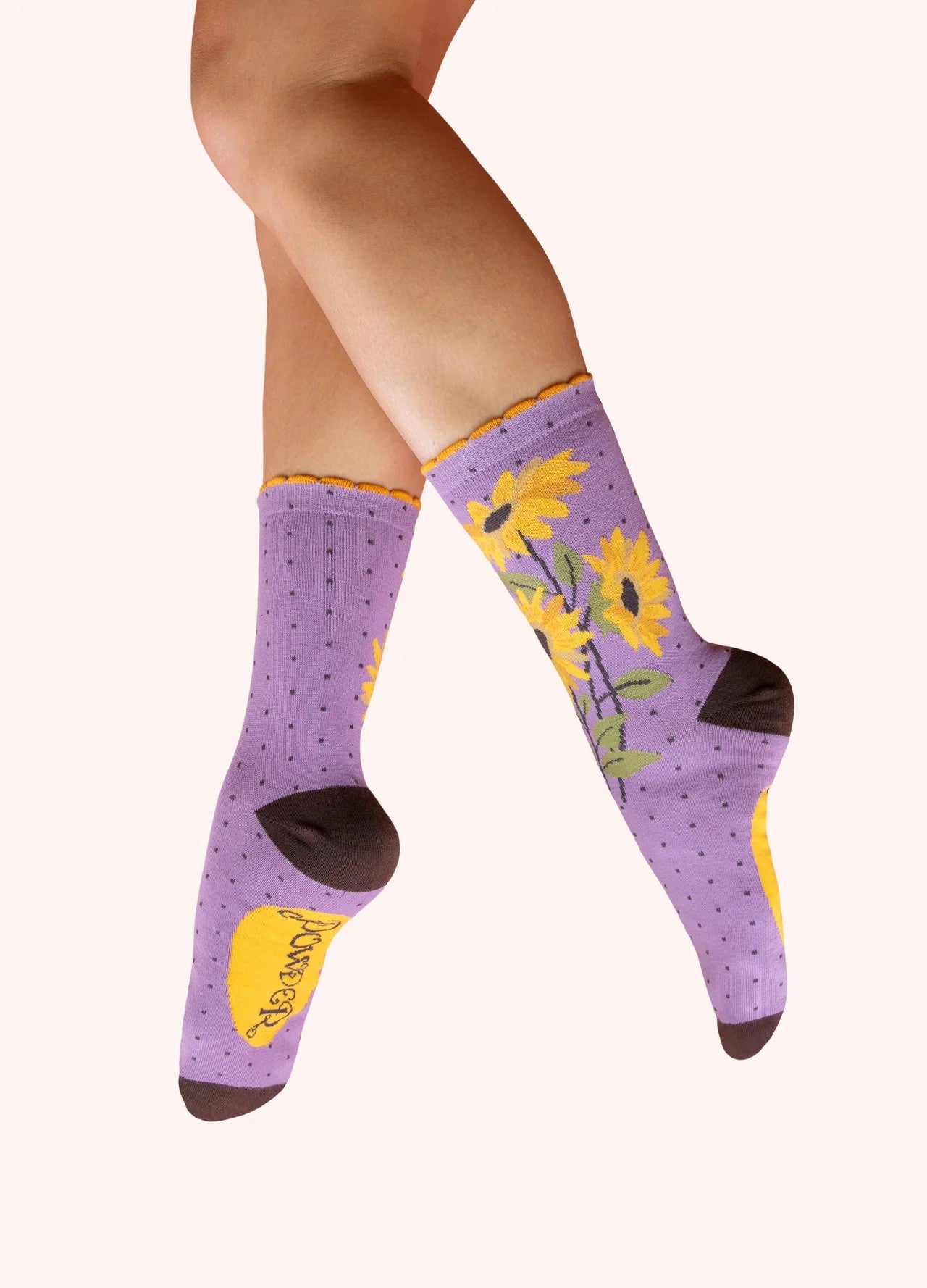Ladies Ankle Socks - Splendid Sunflowers In Lilac