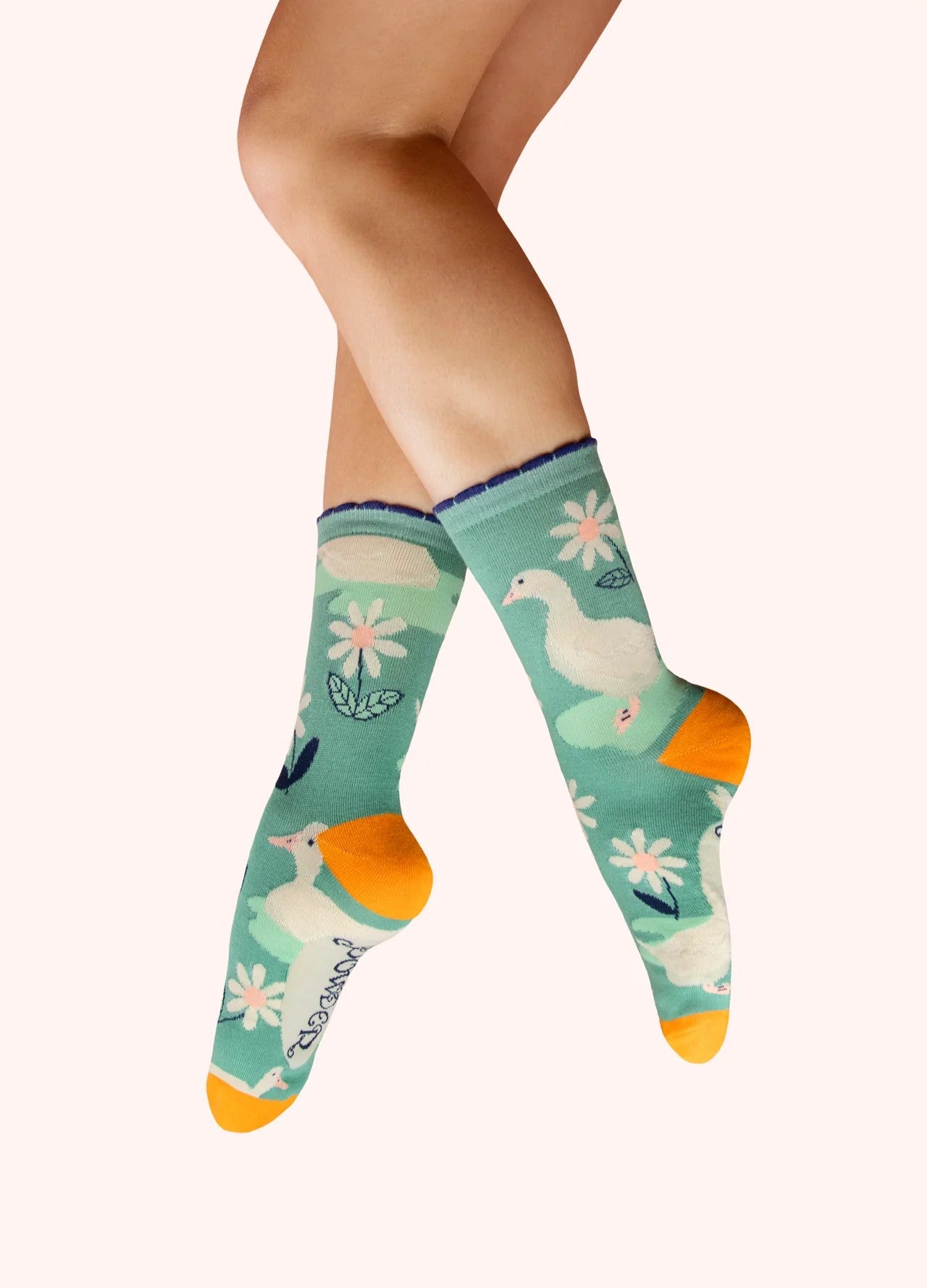 Ladies Knitted Ankle Socks - Geese
