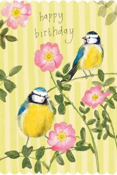 Cards - Blue Tit And Rose Birthday 