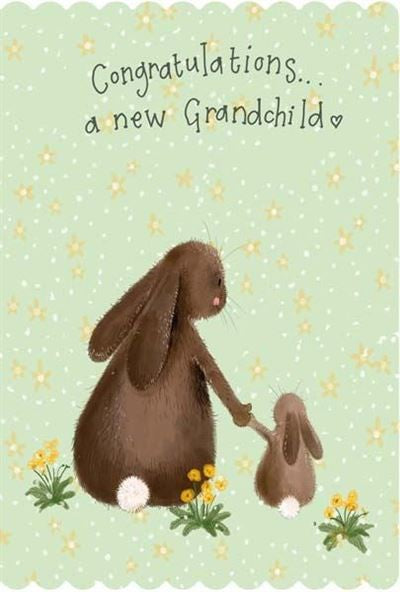Cards - Rabbits And Primrose Grandchild 