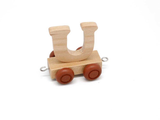 Wood Train Carriage Letter - U