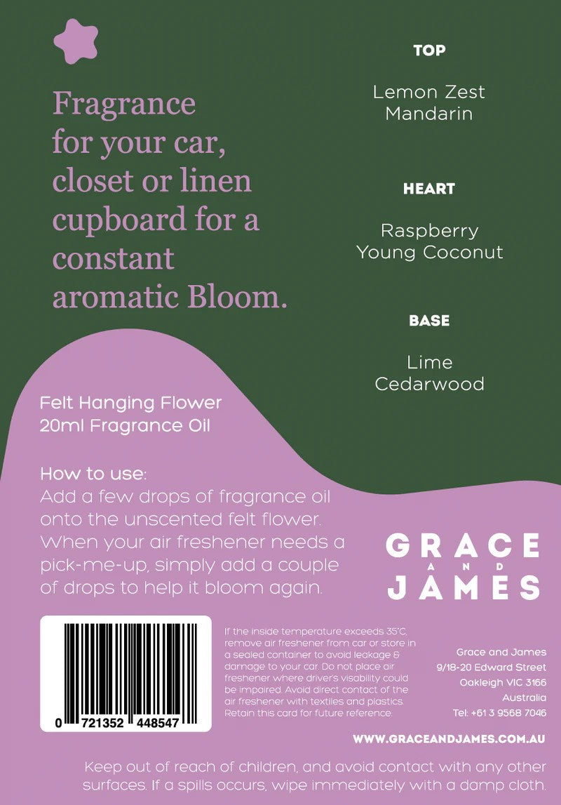 Grace & James - Yuzu, Lime & Coconut - Felt Air Freshener