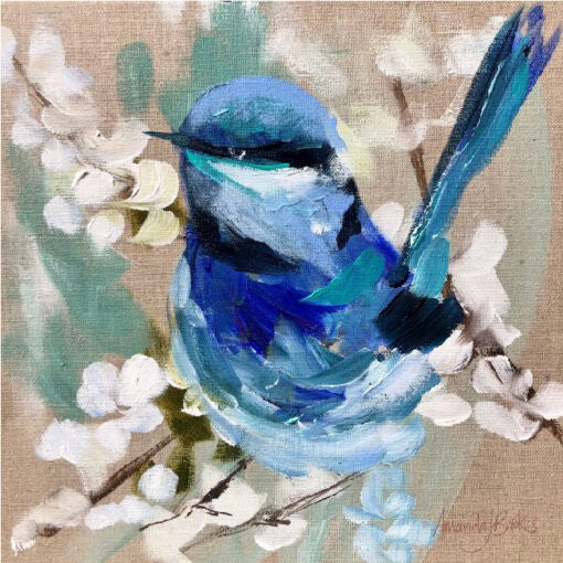 Vibrant Blue Wren Coaster 