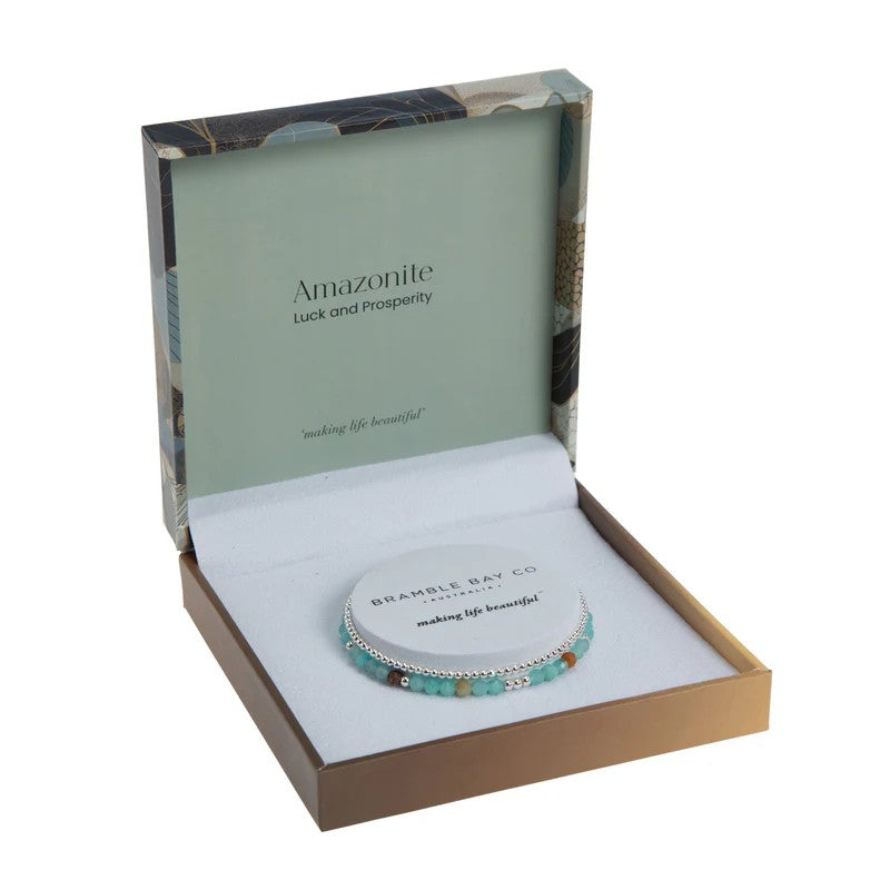 Bloom Bracelet Set- Amazonite & Silver Bead 