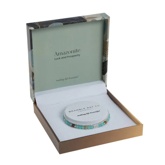 Bloom Bracelet Set- Amazonite & Silver Bead 