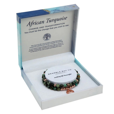 Duo Bracelet Set- African Turquoise Rose Gold 