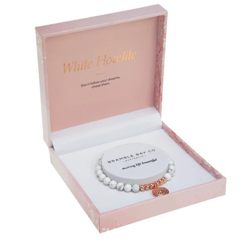 Hello Beautiful - White Howlite & Rose Gold Bracelet