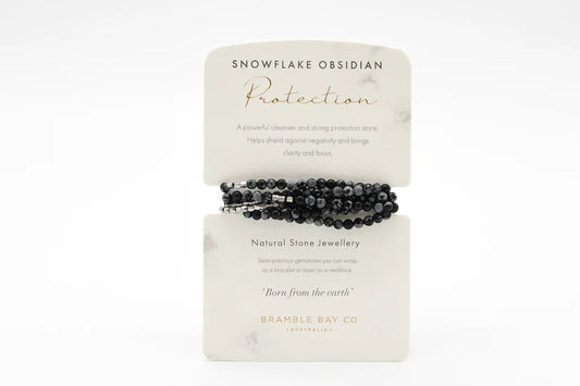 Bracelet - Wrap Snowflake Obsidian Protection