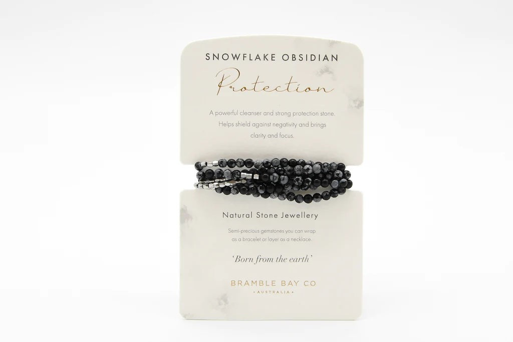 Bracelet - Wrap Snowflake Obsidian Protection