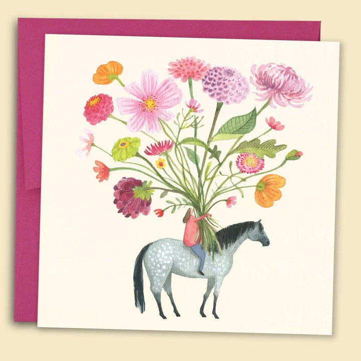 Card - Flowers On Horseback