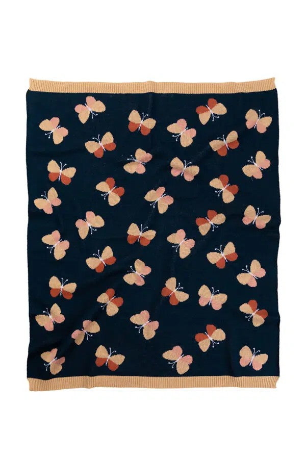 Beau Butterfly Baby Blanket Indigo/caramel 