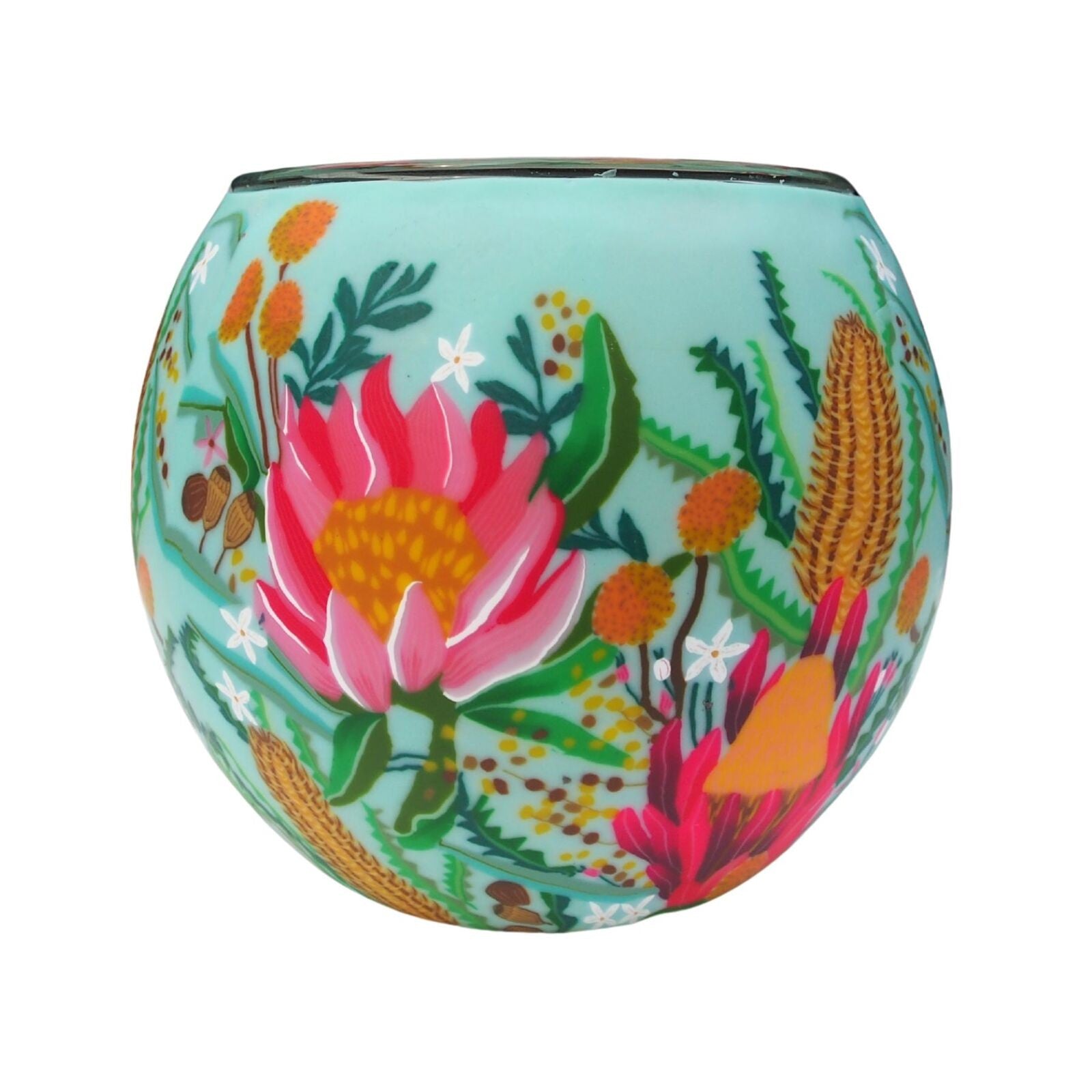 Glass Tealight Candle Holder - Botanical Bliss 