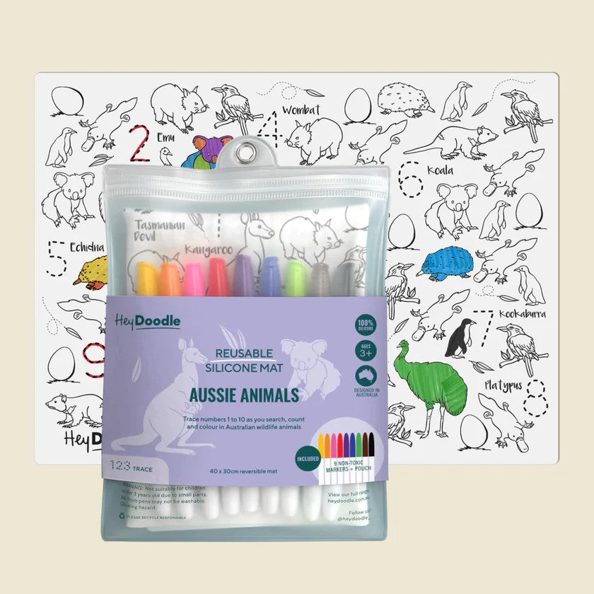 Hey Doodle - Reusable Silicone Mat Aussie Animals