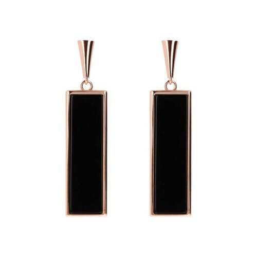 Black Onyx Bar Earrings