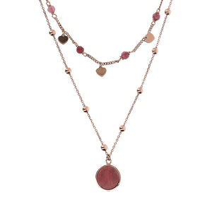 Alba 2 Strand Red Fossil Necklace