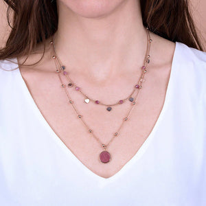Alba 2 Strand Red Fossil Necklace