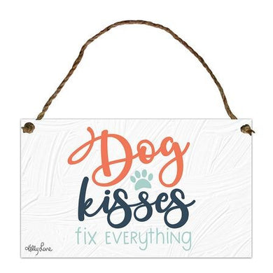 Hanging Tin Sign Dogs Kisses