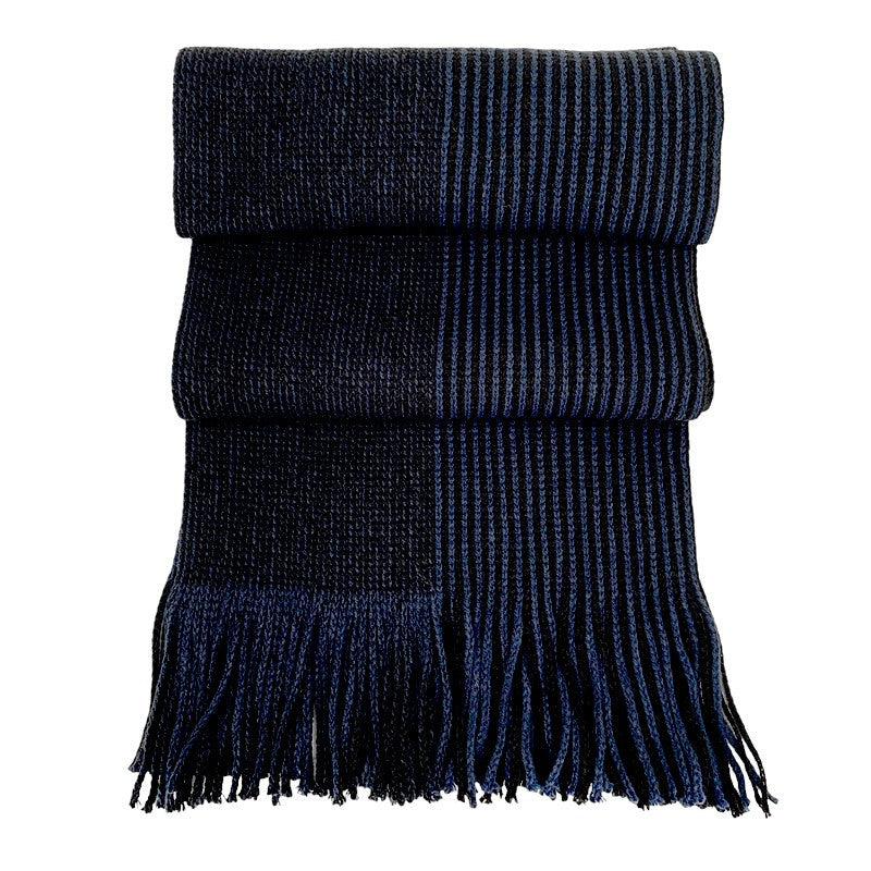 Acrylic Stripe Scarf - Navy 