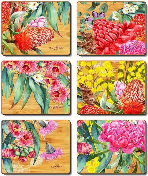 Native Flowers S/6 Coasters