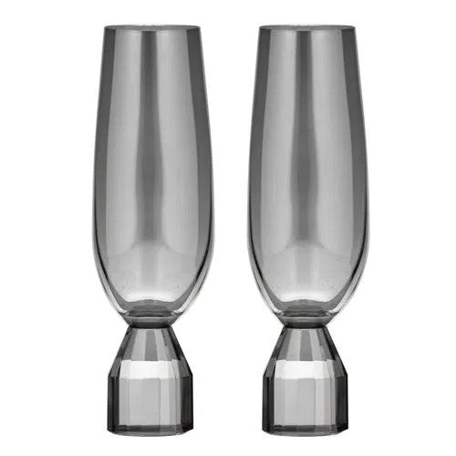 Ava Champane Glass Set Of 2 - Charcoal 