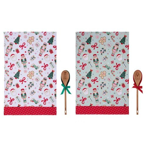 Ladelle Christmas Spoon & Spoon Rest & Kitchen Towel