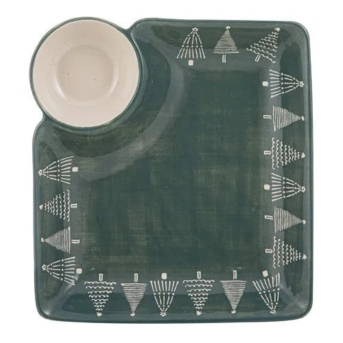 Christmas Evergreen Chip & Dip Plate 