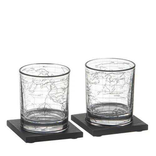 Atlas 2pk Whisky Glass And Coaster Set 