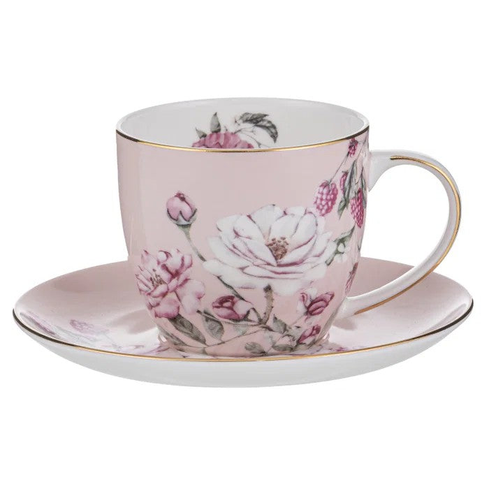 Raspberry Rose Cup & Saucer