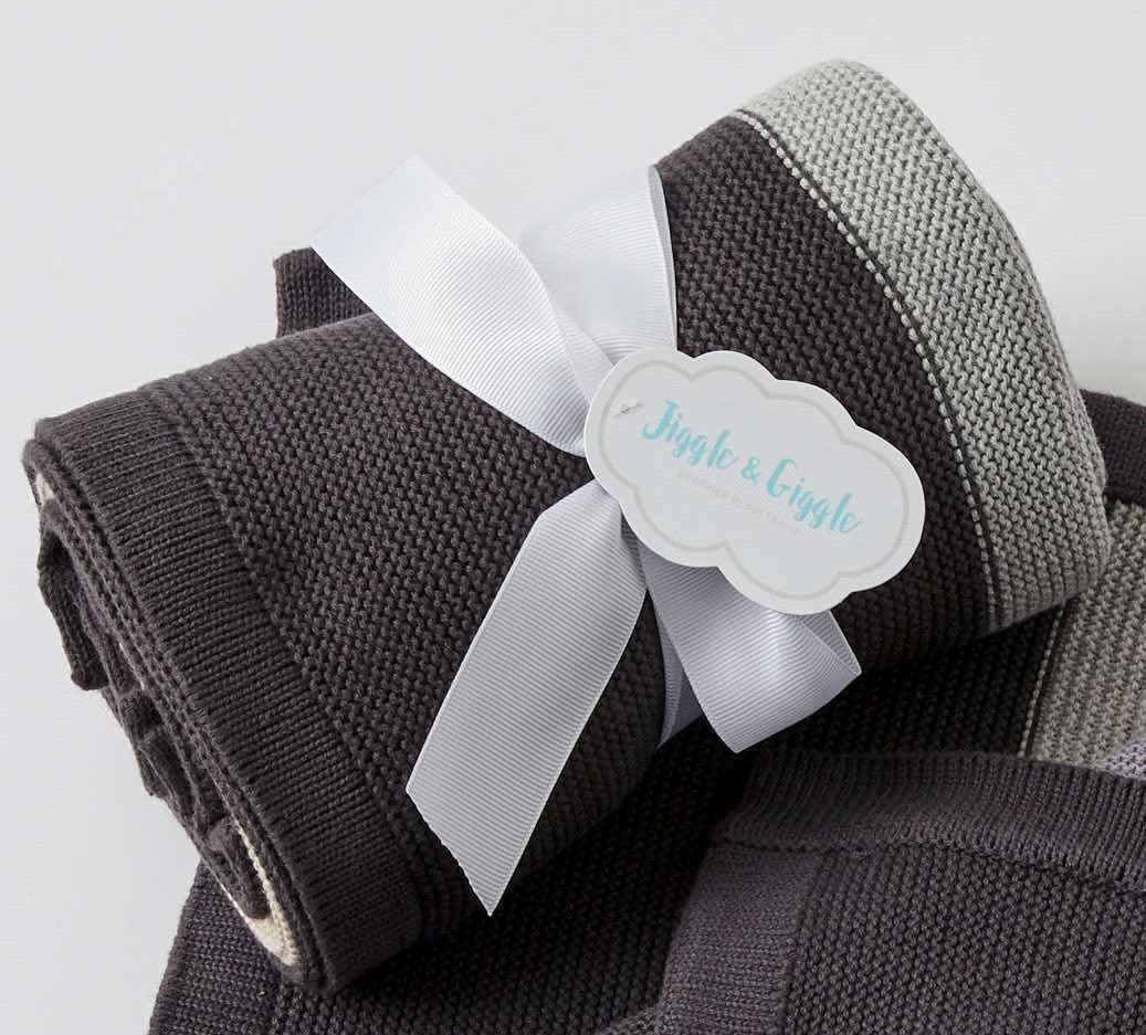 Grey Black Stripe Baby Blanket