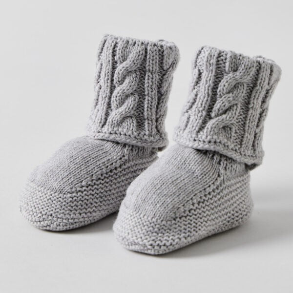 Cable Knit Grey Booties 