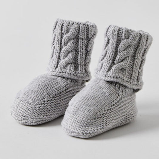 Cable Knit Grey Booties 